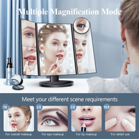 Pink Tri-Fold Lighted Makeup Mirror, 22 LED Vanity Mirror with 1X/2X/3X/10X Magnification, Portable Cosmetic Mirror thumbnail