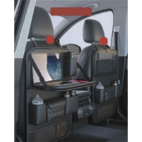 Black Car Seat Back Organizer with Foldable Tray, Leather Backseat Storage Bag, Multi-Pocket Vehicle Organizer thumbnail