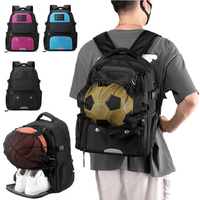 Black Large Capacity Sports Backpack, Waterproof Basketball & Soccer Bag, Separate Shoe Compartment, Student Backpack thumbnail
