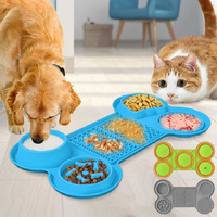 Light Blue Silicone Pet Licking Mat Slow Feeder Pad with Strong Suction and Foldable Design, Heat Resistant -40°C to 240°C, for Dogs and Cats thumbnail