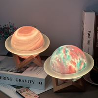 Yellow 3D Saturn Ring Bluetooth Speaker with Adjustable LED Lights, HiFi Bass, USB Charging, and Immersive Sound for Home and Desktop Use thumbnail