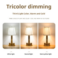 Silver Creative LED Rechargeable Table Lamp | 3 Adjustable Light Modes | Touch Control | USB Charging | Modern Atmosphere Light for Bar, Restaurant, C thumbnail