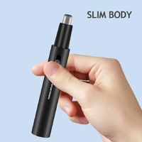 Light Blue Electric Nose Hair Trimmer with Sideburn Cutter - Portable USB Rechargeable Grooming Kit thumbnail