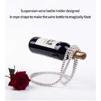 White Modern Floating Pearl Wine Bottle Holder - Elegant Home Decor, Unique Kitchen Accessory for Dining, Bar, and Living Room thumbnail