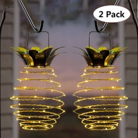 2 Pcs 30 LEDS Solar Pineapple Lantern – Outdoor LED Decorative Hanging Light, Waterproof Iron Art, Solar-Powered Garden String Light thumbnail