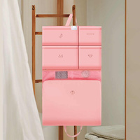 Dark Pink Travel Storage Organizer Bag - Multi-Compartment Lightweight Foldable Luggage Organizer for Clothes, Underwear, and Accessories - Portable a thumbnail
