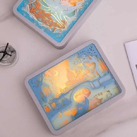 Moon Over The Sea 3D Paper Carving Night Light - USB Or Battery Powered Decorative Bedside Lamp | Atmosphere Lamp for Bedroom | Creative Starry Night  thumbnail