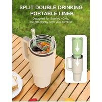 Off White 40oz Silicone Dual-Chamber Cup Separator - Food-Grade Drink Divider, Cold Drink Mug with Separate Compartments, BPA-Free Silicone Liner for  thumbnail