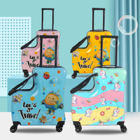 Yellow Kids Ride-On Luggage - 20-Inch Cartoon Travel Suitcase with Footrest, Durable Rolling Carry-On for Children thumbnail