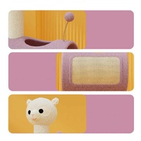Yellow Chicken-Theme Cat Tree with Tunnel - Multi-Functional Cat Scratching Post and Playhouse thumbnail
