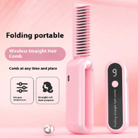 Beige Portable foldable cordless hair straightener with ionic technology, compact travel design, and quick and easy USB charging thumbnail