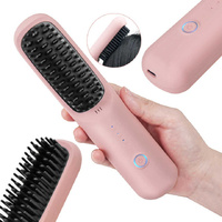 Black Wireless Hair Straightening Brush - Portable 2-in-1 Styling Tool with USB Charging, Ceramic Heat Technology, and Compact Design thumbnail