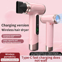 White Wireless Hair Dryer with Cold & Hot Air, Portable Large-Capacity Rechargeable Ionic Dryer, Fast-Drying, Lightweight and Compact for Home and Tra thumbnail