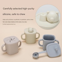 Light Brown Silicone Baby Training Cup with Dual Handles, Duck-Bill & Snack Cup Lids, Spill-Proof & Drop-Proof thumbnail