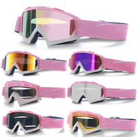 Progressive Pink + Imitation Red Lenses Outdoor Protective Motorcycle Goggles - Windproof, Dustproof, Skiing, and Cycling Eyewear - Lightweight Anti-F thumbnail
