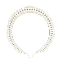 Gold Elegant Faux Pearl Bridal Headband - Multi-Layer Vintage Princess Tiara for Weddings and Formal Occasions, Lightweight Design thumbnail