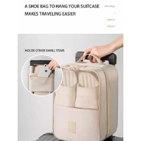 2 Pcs Dark Blue Waterproof Foldable Travel Shoe Storage Bag, Three-Layer Design Shoe Organizer, Portable Shoe Pouch for Trips thumbnail