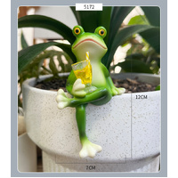 2 Pcs Green Realistic Frog with Legs Crossed Pot Hanger - Glass Fish Tank Edge Decor, Outdoor Garden Animal Ornament, Hanging Planter Decoration thumbnail