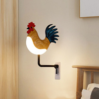 Silver USB Rechargeable Rooster Wall Lamp with Sound, Aromatherapy, and Decorative Design - Creative Nightlight for Bedroom and Corridor thumbnail