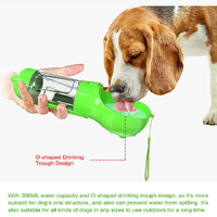 Pink Portable Pet Water Bottle with Waste Bag Dispenser - 300ml Leak-Proof Travel Hydration Solution thumbnail