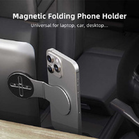 Black Magnetic Foldable Phone Stand – Universal Aluminum Alloy Desktop & Tesla Car Mount, Compact and Lightweight Design thumbnail