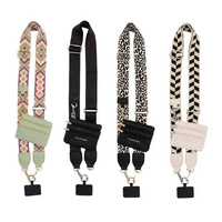 Diamond shape Patchwork Adjustable Crossbody Strap with Mini Pouch - Versatile Replacement Shoulder Strap thumbnail