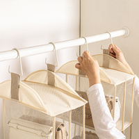 Grey Hanging Dustproof Storage Bag - Multi-Layer Organizer for Bags, Clothes & Accessories, 4-Tier Non-Woven Fabric thumbnail