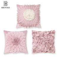Style 3 Pink 3D Floral Cushion Covers - Modern Luxury Decorative Throw Pillow Covers for Living Room(Without Pillow Insert) thumbnail