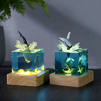 Ancient Architecture Dolphin Leaping into the Water Handcrafted Ocean Resin Whale Night Light - Unique Home Decor Table Lamp thumbnail