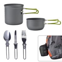 Orange And Grey Compact Outdoor Camping Cookware Set with 410 Stainless Steel Utensils thumbnail