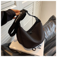 Black With Black Suspenders Large Capacity Canvas Shoulder Bag - Casual Crossbody Dumpling Bag thumbnail