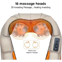 Portable Kneading Neck and Shoulder Massager with Heat - Four-Button Design, Blue thumbnail