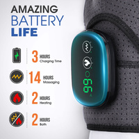 Gray Rechargeable Heated Shoulder Massager with LED Display - Adjustable Compression Wrap for Pain Relief and Relaxation thumbnail