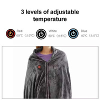 Electric Heated Flannel Blanket - 150x80cm USB-Powered Wearable Heating Shawl thumbnail
