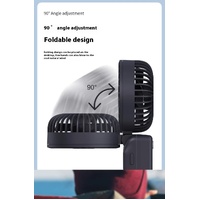 White Portable Handheld Fan with 2000mAh Battery - 3-in-1 Design for Desk, Handheld, and Hanging Use (Model Q3) thumbnail
