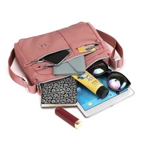 Lightweight Nylon Crossbody Shoulder Bag - Gray, Adjustable Strap, Multi-Pocket Design thumbnail