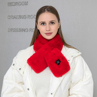 Red Adjustable Electric Heated Scarf with Plush Fabric - 3 Heat Settings thumbnail