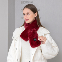 Wine Red Adjustable Electric Heated Scarf with Plush Fabric - 3 Heat Settings thumbnail