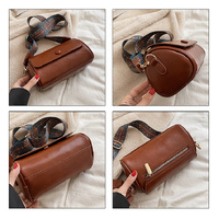 Brown Vintage PU Leather Shoulder Bag with Adjustable Strap - Compact and Stylish thumbnail