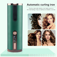 Cordless Automatic Hair Curler with Adjustable Temperature - Green thumbnail
