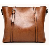 Elegant PU Leather Tote Bag with Detachable Strap - Green thumbnail