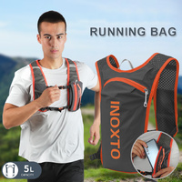 Lightweight Hydration Running Vest with 5L Capacity and Reflective Strips, Gray backpack with Blue text thumbnail