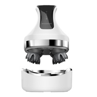 White Rechargeable Electric Scalp Massager with Adjustable Speeds and LED Therapy thumbnail