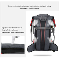 Gray 60L Waterproof Hiking Backpack with Multi-Pocket Design for Outdoor Adventures thumbnail