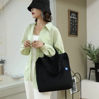 Black Minimalist Nylon Tote Bag with Adjustable Shoulder Strap, Large Capacity thumbnail