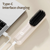 Pink Rechargeable Wireless Hair Straightening Brush - Sleek and Portable Styling Tool thumbnail