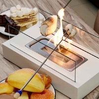 Not removable Portable  Tabletop Bioethanol Fireplace - White Rectangular Design with Glass Shields thumbnail