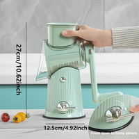 Green Multifunctional Manual Rotary Vegetable Slicer with 10 Blades – Safe and Easy-to-Use thumbnail