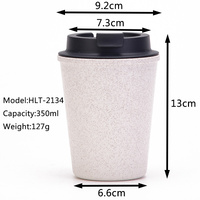 Yellow 350ml Wheat Straw Double-Layer Coffee Cup - Eco-Friendly and Lightweight thumbnail