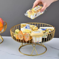 Elegant Iron Art Glass Serving Tray(White Glass) - Round Design with Gold Finish 27*13.5*17.5cm thumbnail